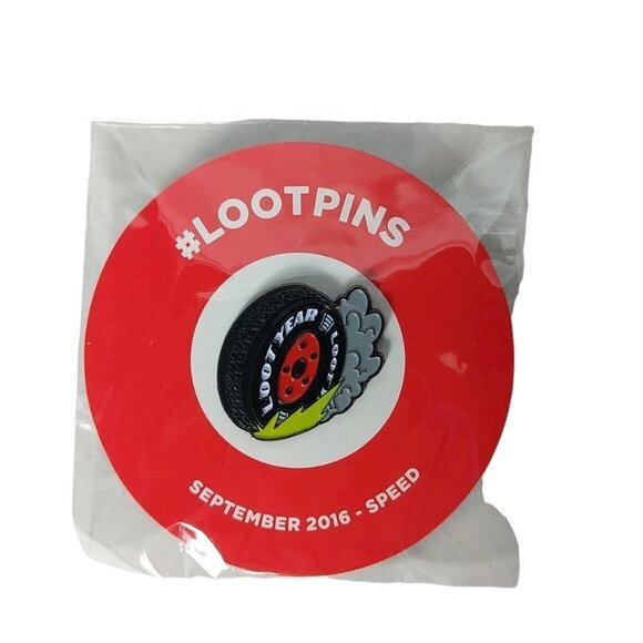 Loot Crate Lootpins Loot Year Tire Pin September 2016 Speed Brand New - Picture 1 of 2